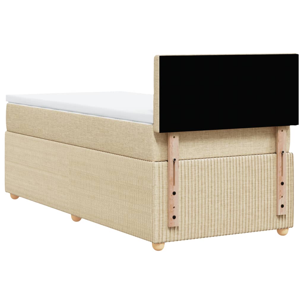 Box Spring Postel S Matrací Textil Krémová