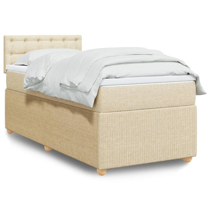 Box Spring Postel S Matrací Textil Krémová