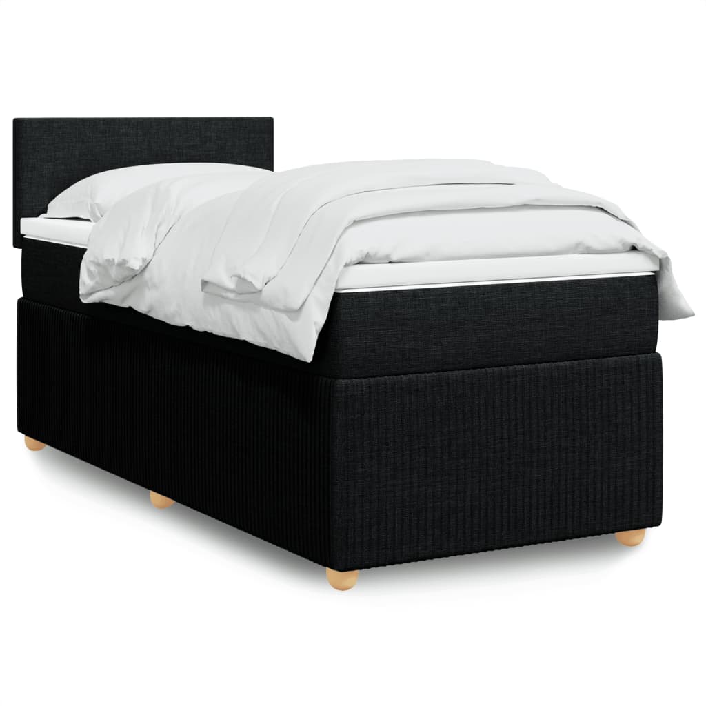 Box Spring Postel S Matrací Černá Textil Černá