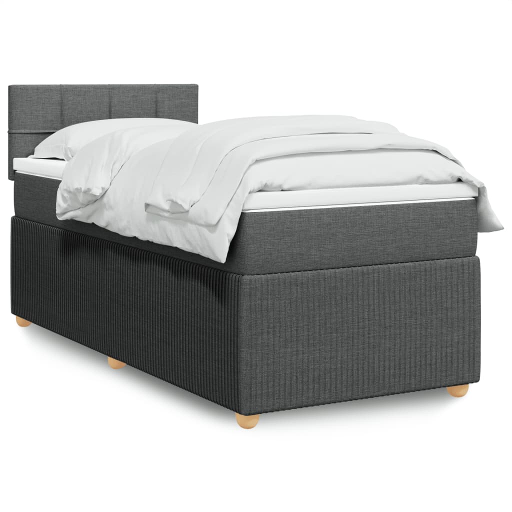 Box Spring Postel S Matrací Textil Tmavě Šedá