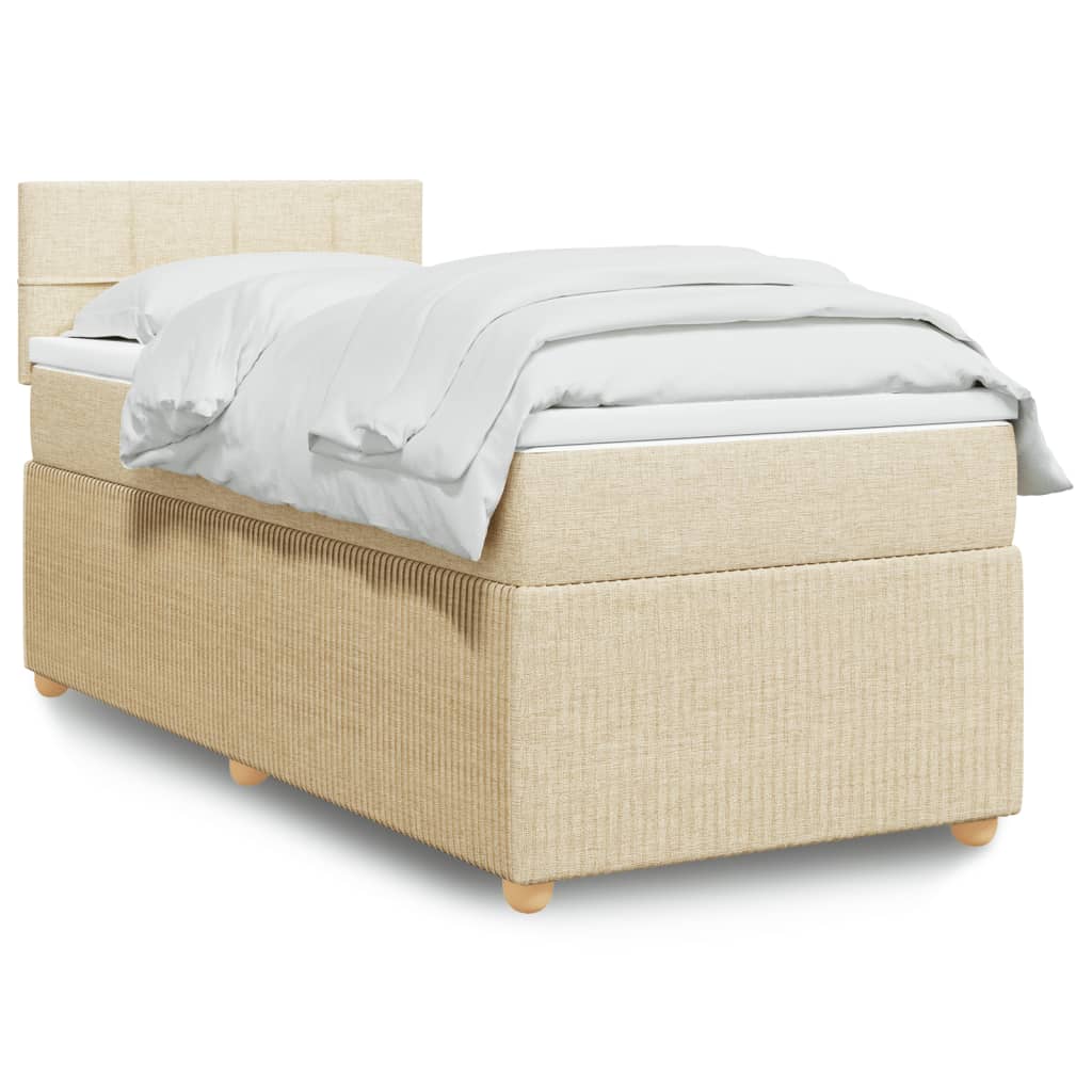 Box Spring Postel S Matrací Textil Krémová