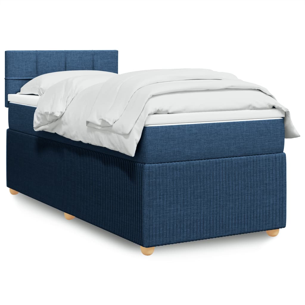 Box Spring Postel S Matrací Textil Modrá