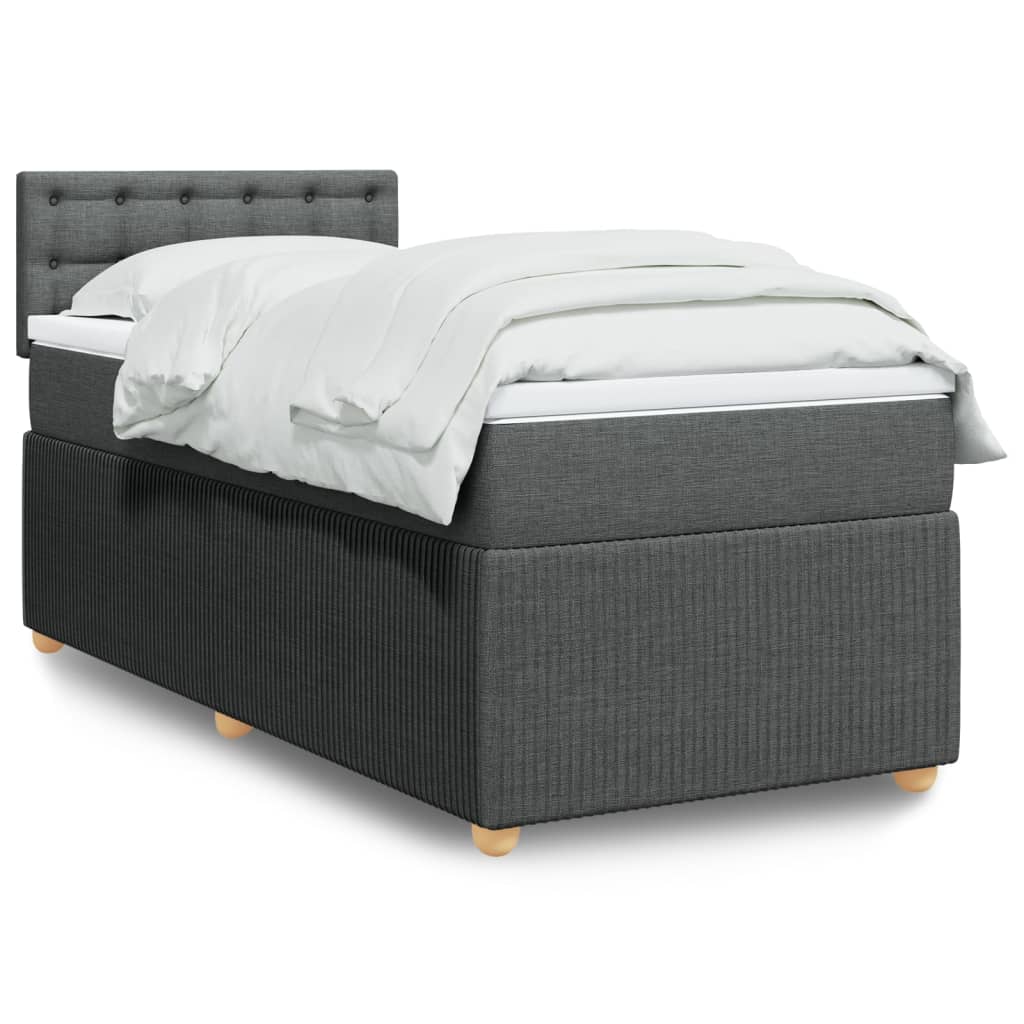 Box Spring Postel S Matrací Textil Tmavě Šedá