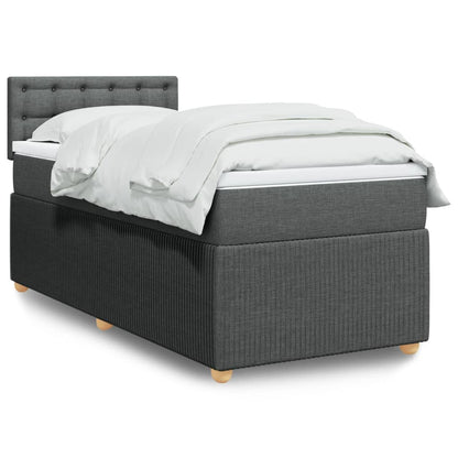 Box Spring Postel S Matrací Textil Tmavě Šedá