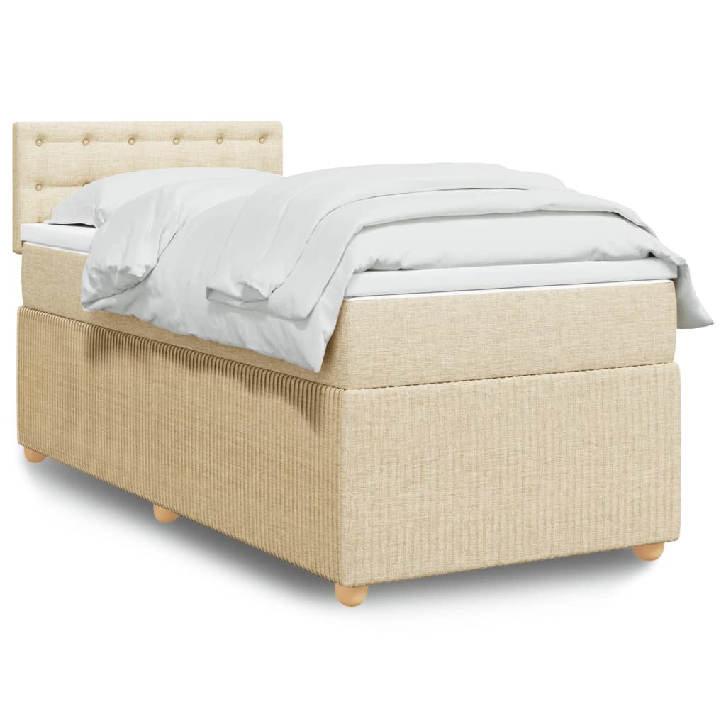 Box Spring Postel S Matrací Textil Krémová