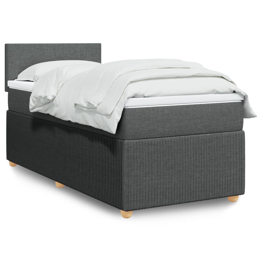 Box Spring Postel S Matrací Textil Tmavě Šedá