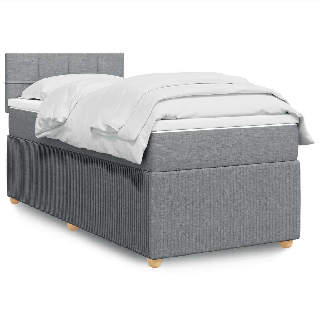 Box Spring Postel S Matrací Textil Světle Šedá