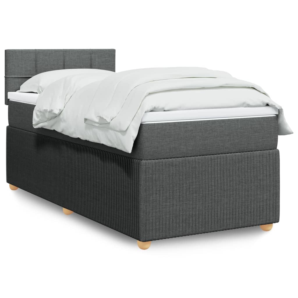Box Spring Postel S Matrací Textil Tmavě Šedá