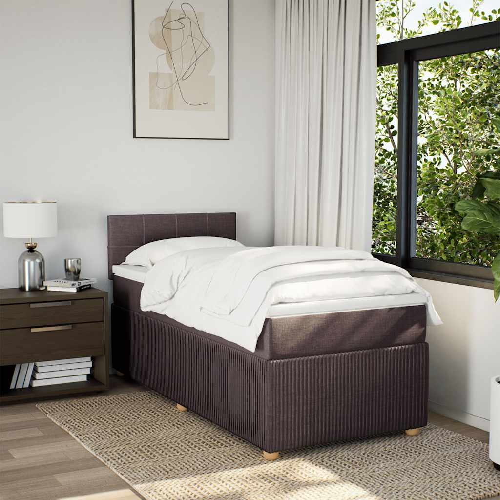 Box Spring Postel S Matrací Tmavě Hnědá 100 X 200 Cm Textil