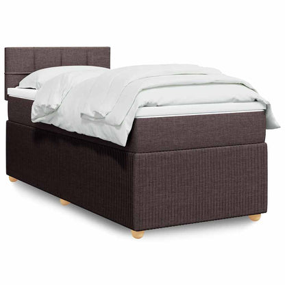 Box Spring Postel S Matrací Tmavě Hnědá 100 X 200 Cm Textil