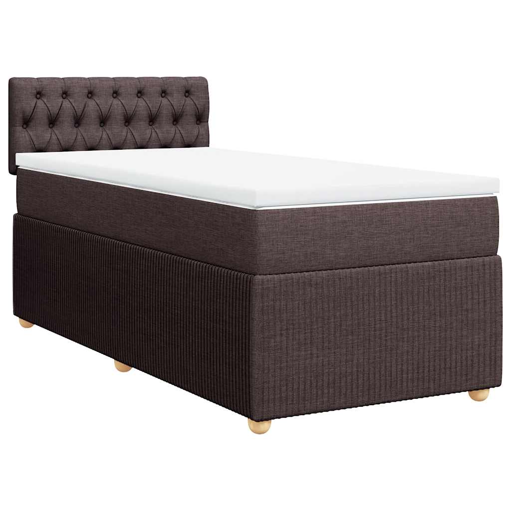 Box Spring Postel S Matrací Tmavě Hnědá 100 X 200 Cm Textil