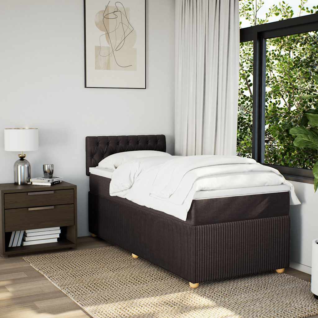 Box Spring Postel S Matrací Tmavě Hnědá 100 X 200 Cm Textil