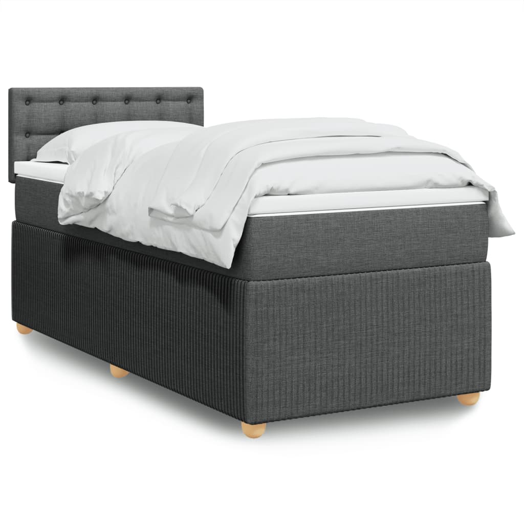 Box Spring Postel S Matrací Textil Tmavě Šedá