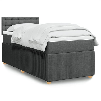 Box Spring Postel S Matrací Textil Tmavě Šedá