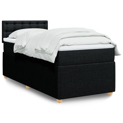 Box Spring Postel S Matrací Černá Textil Černá