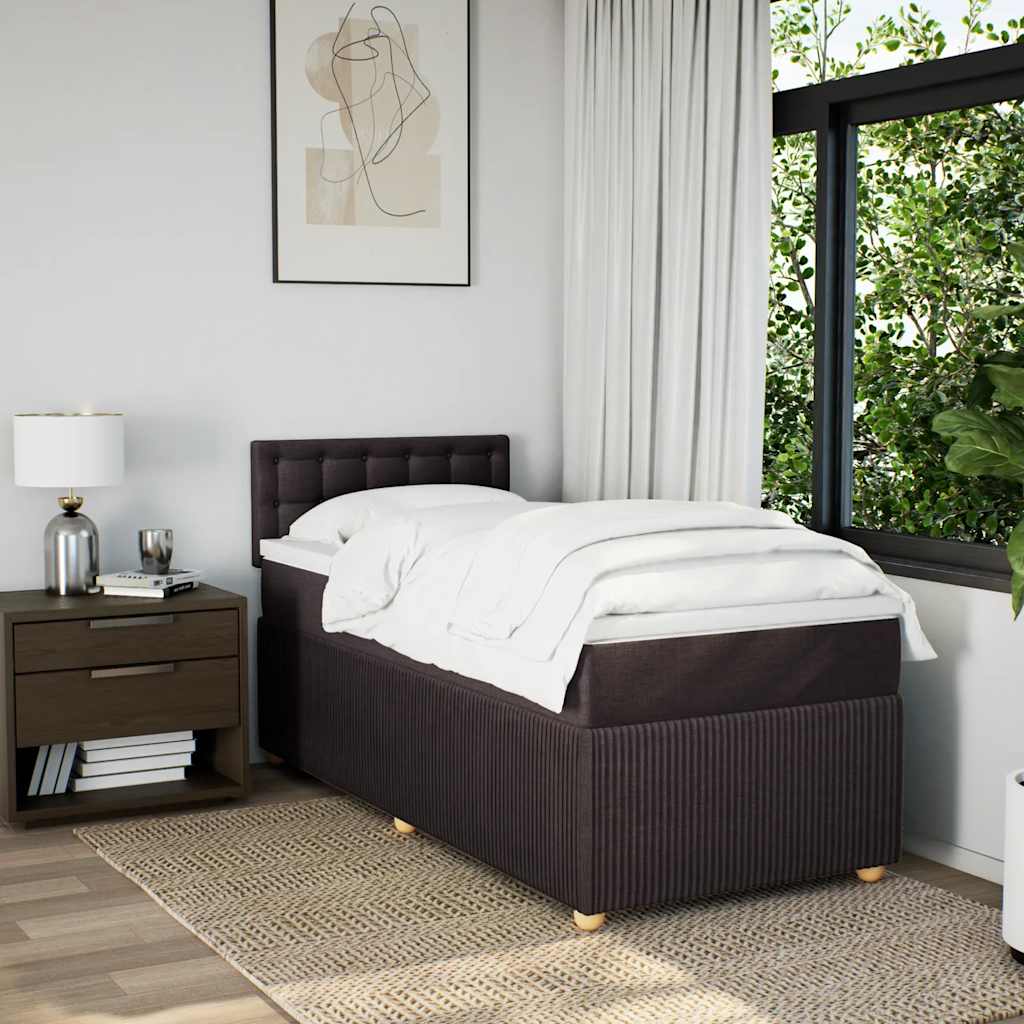 Box Spring Postel S Matrací Tmavě Hnědá 100 X 200 Cm Textil