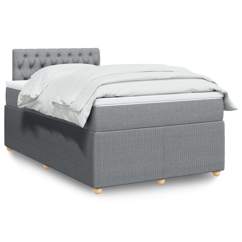Box Spring Postel S Matrací Textil Světle Šedá