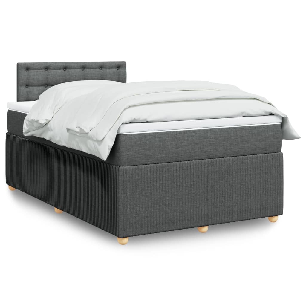 Box Spring Postel S Matrací Textil Tmavě Šedá