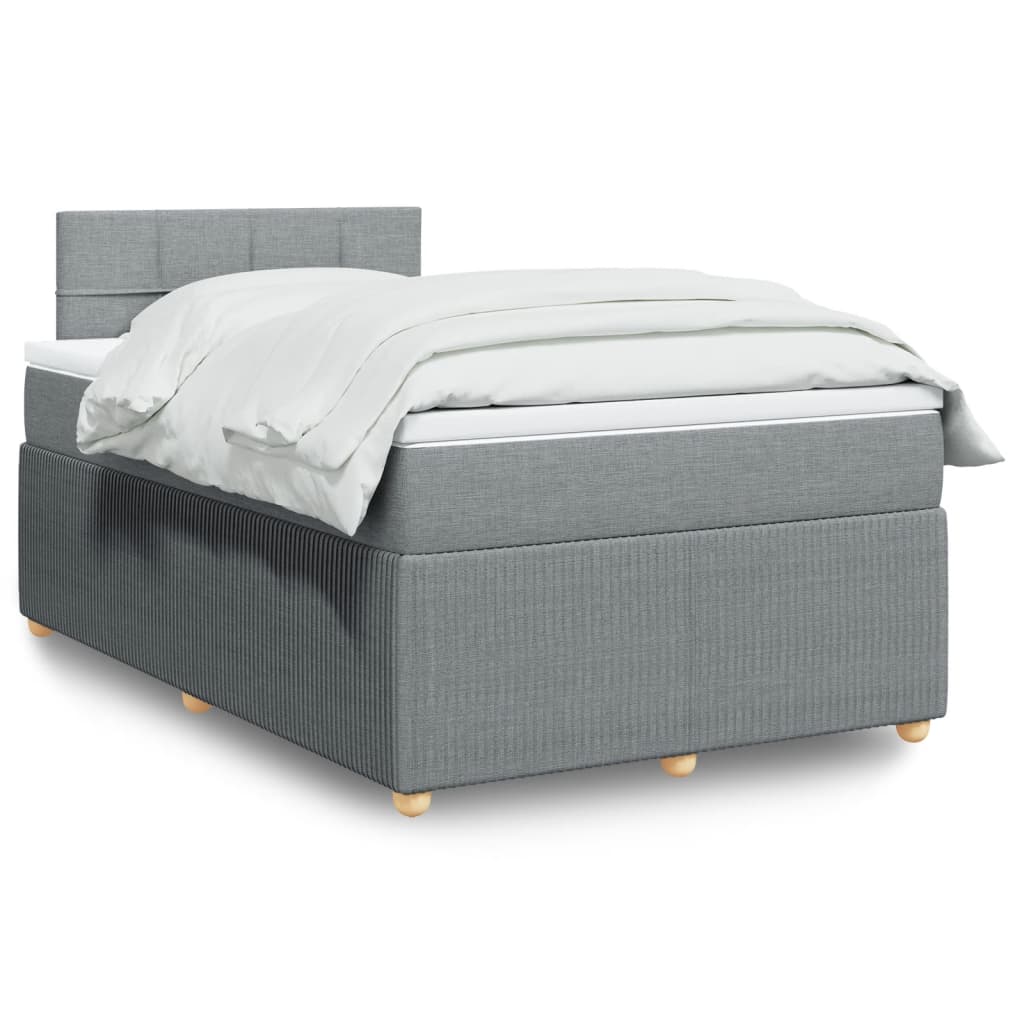 Box Spring Postel S Matrací Textil Světle Šedá