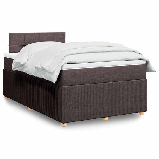 Box Spring Postel S Matrací Textil Tmavě Hnědá