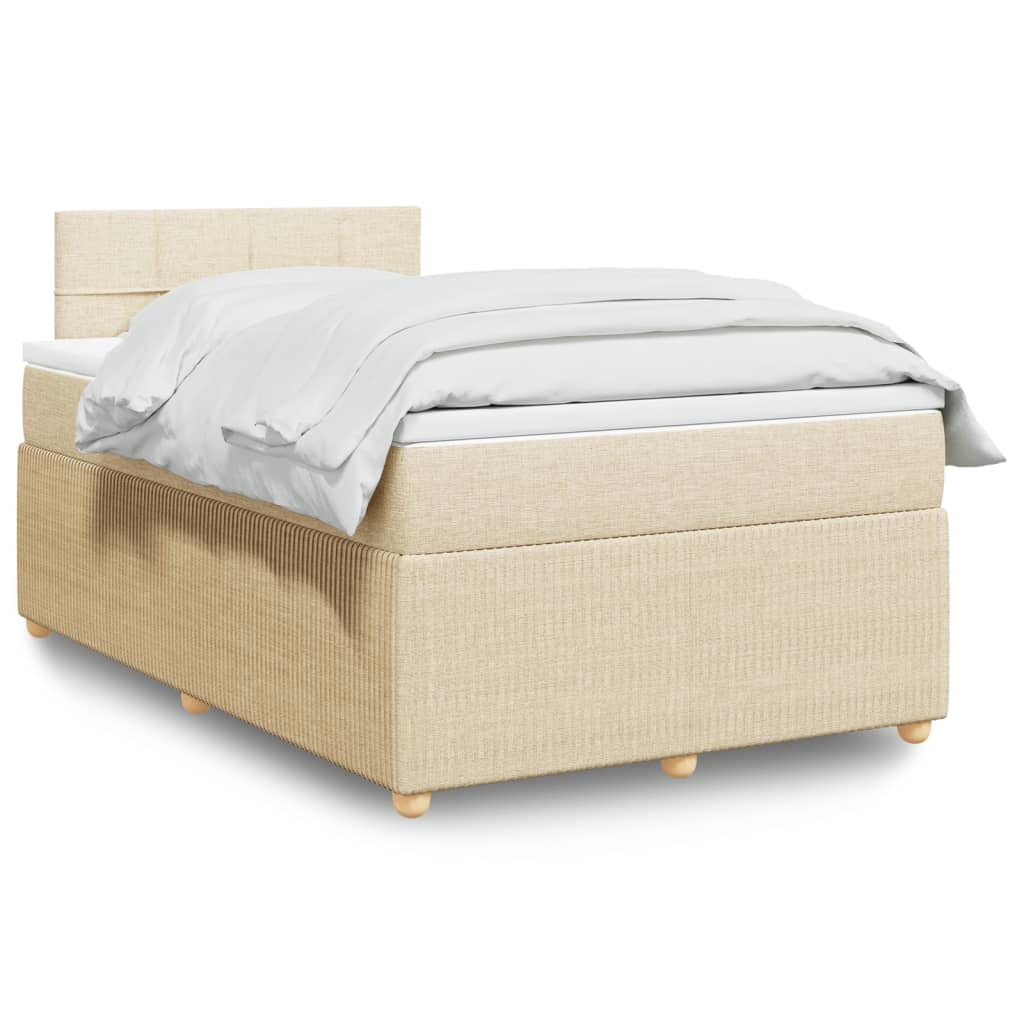 Box Spring Postel S Matrací Textil Krémová