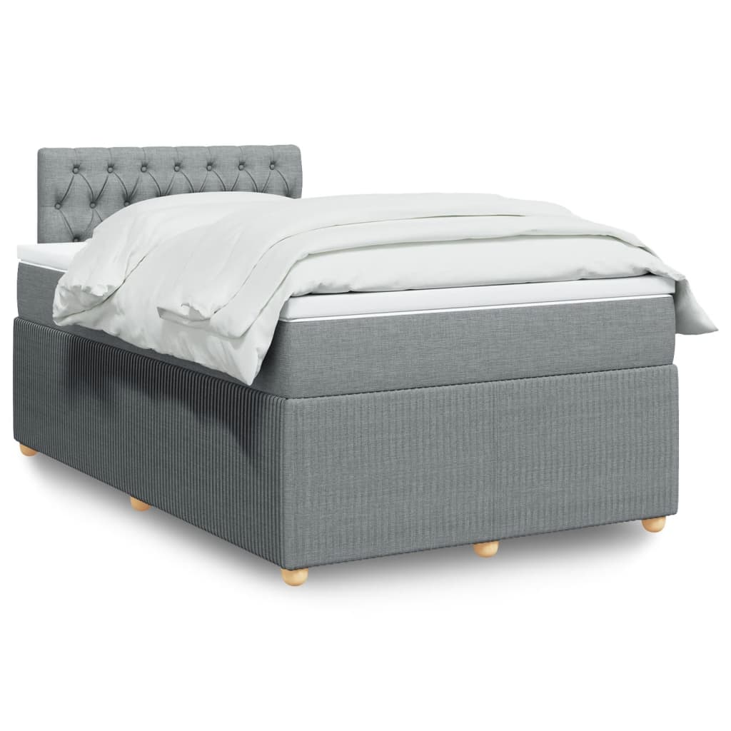 Box Spring Postel S Matrací Textil Světle Šedá