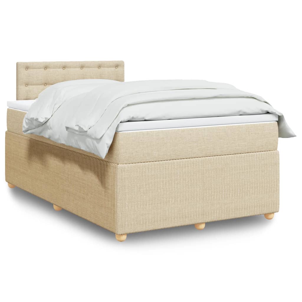 Box Spring Postel S Matrací Textil Krémová