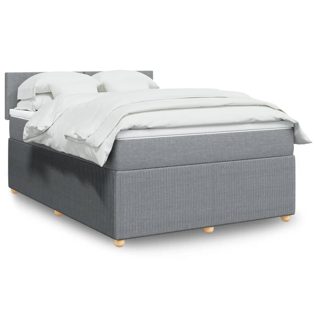 Box Spring Postel S Matrací Textil Světle Šedá