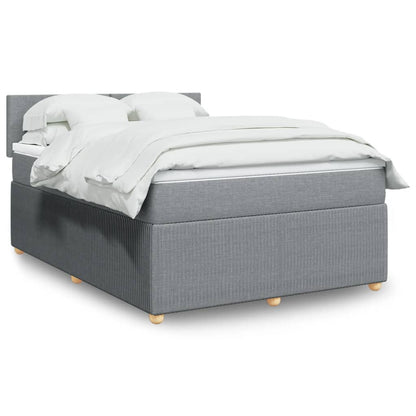 Box Spring Postel S Matrací Textil Světle Šedá