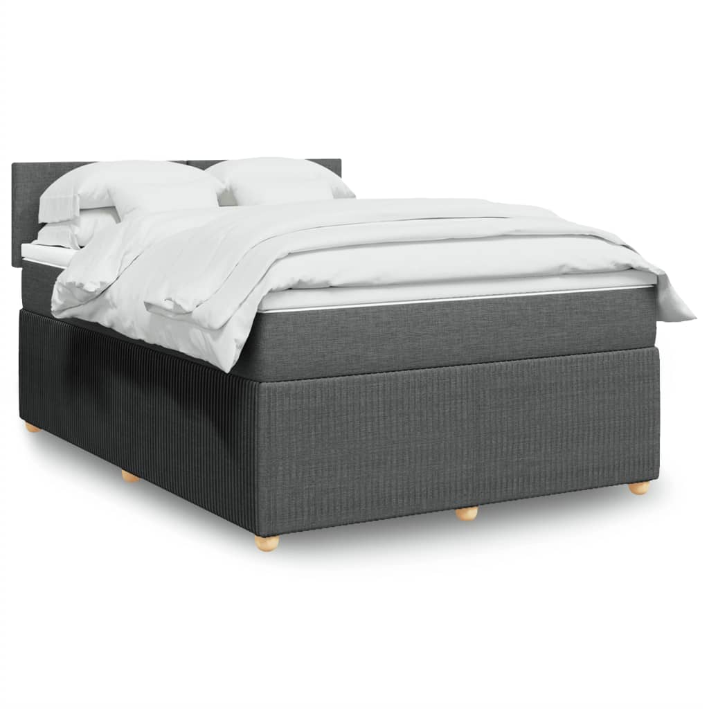 Box Spring Postel S Matrací Textil Tmavě Šedá