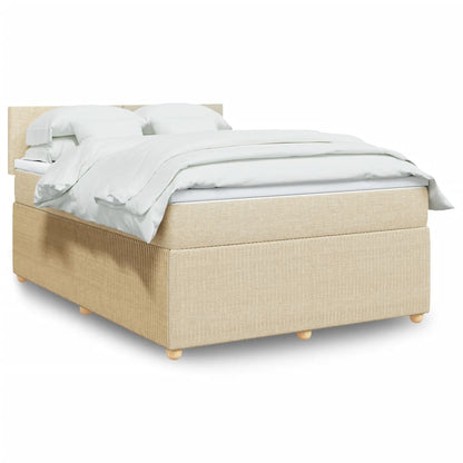 Box Spring Postel S Matrací Textil Krémová