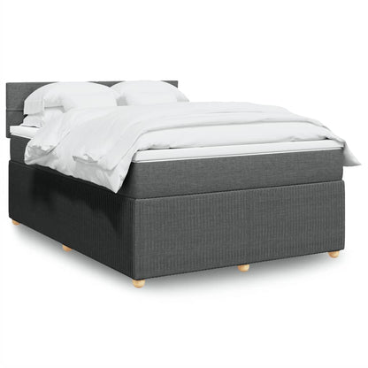 Box Spring Postel S Matrací Textil Tmavě Šedá