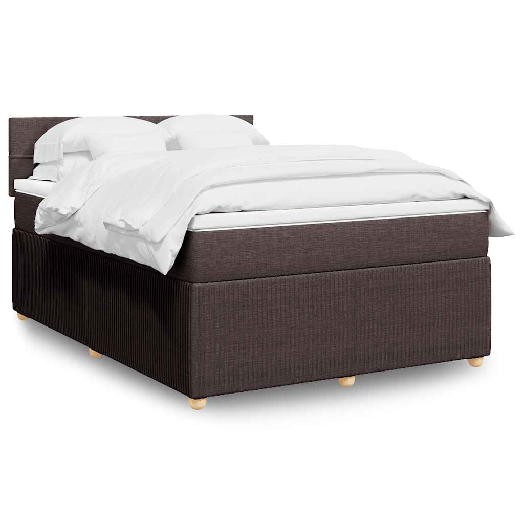 Box Spring Postel S Matrací Textil Tmavě Hnědá