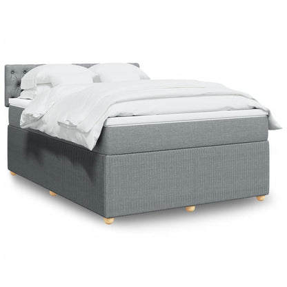 Box Spring Postel S Matrací Textil Světle Šedá
