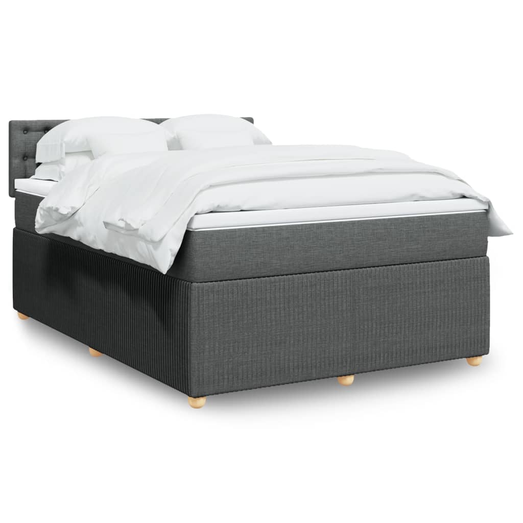 Box Spring Postel S Matrací Textil Tmavě Šedá