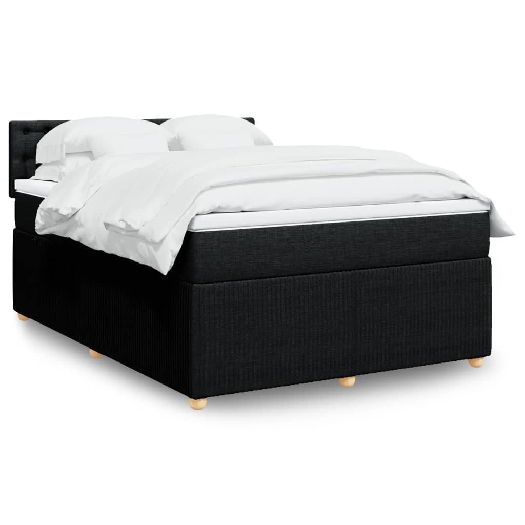 Box Spring Postel S Matrací Černá Textil Černá