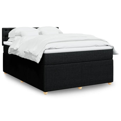 Box Spring Postel S Matrací Černá Textil Černá