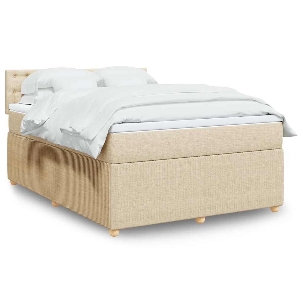 Box Spring Postel S Matrací Textil Krémová