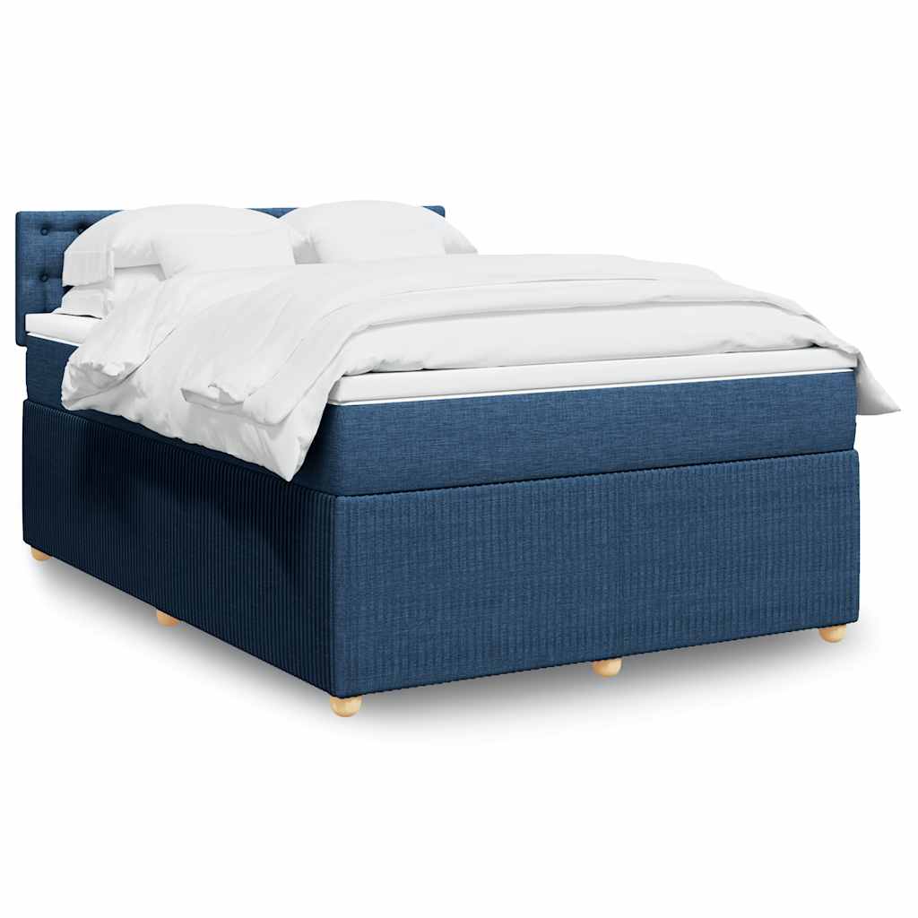 Box Spring Postel S Matrací Textil Modrá