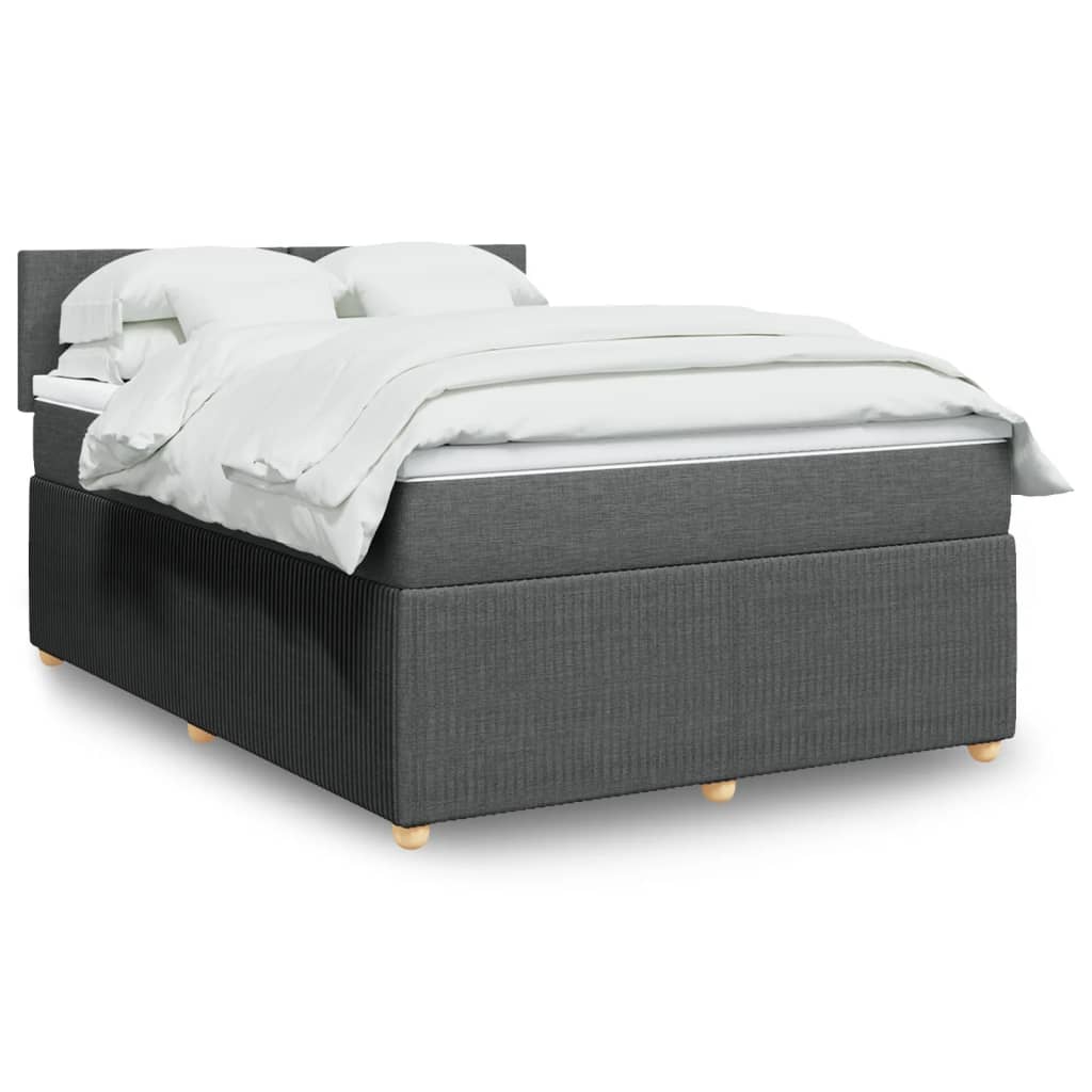 Box Spring Postel S Matrací Textil Tmavě Šedá
