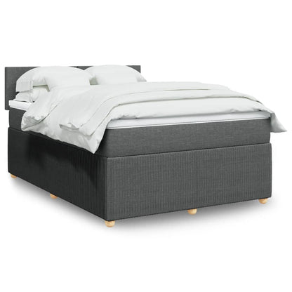 Box Spring Postel S Matrací Textil Tmavě Šedá