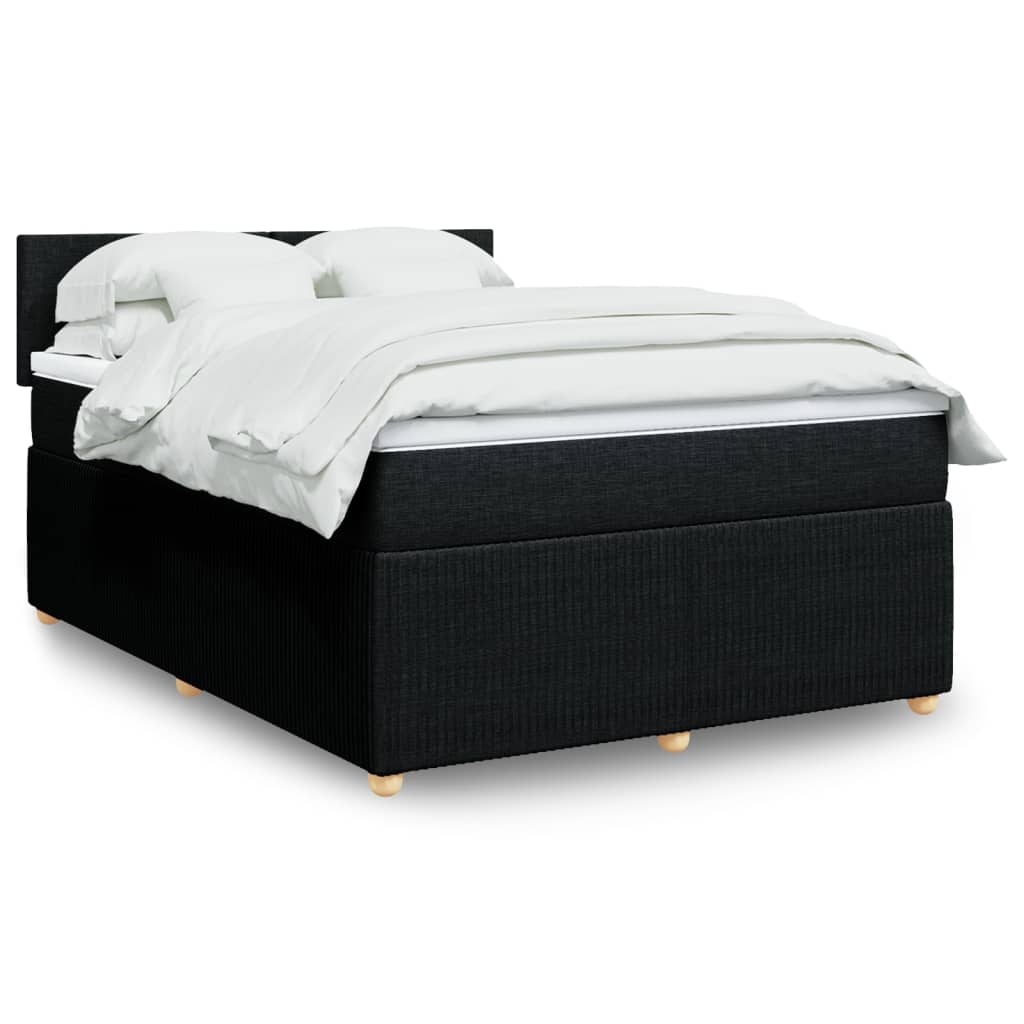Box Spring Postel S Matrací Černá Textil Černá