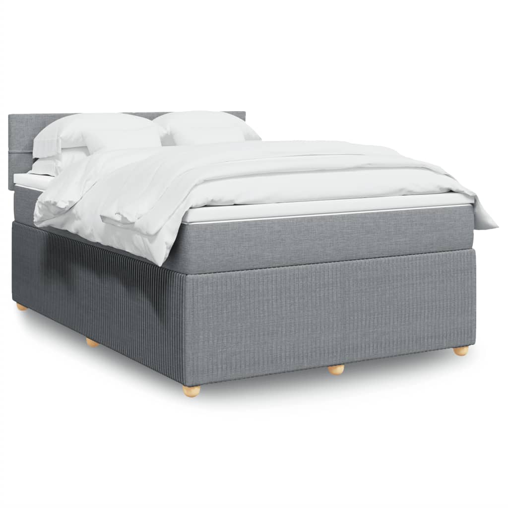 Box Spring Postel S Matrací Textil Světle Šedá