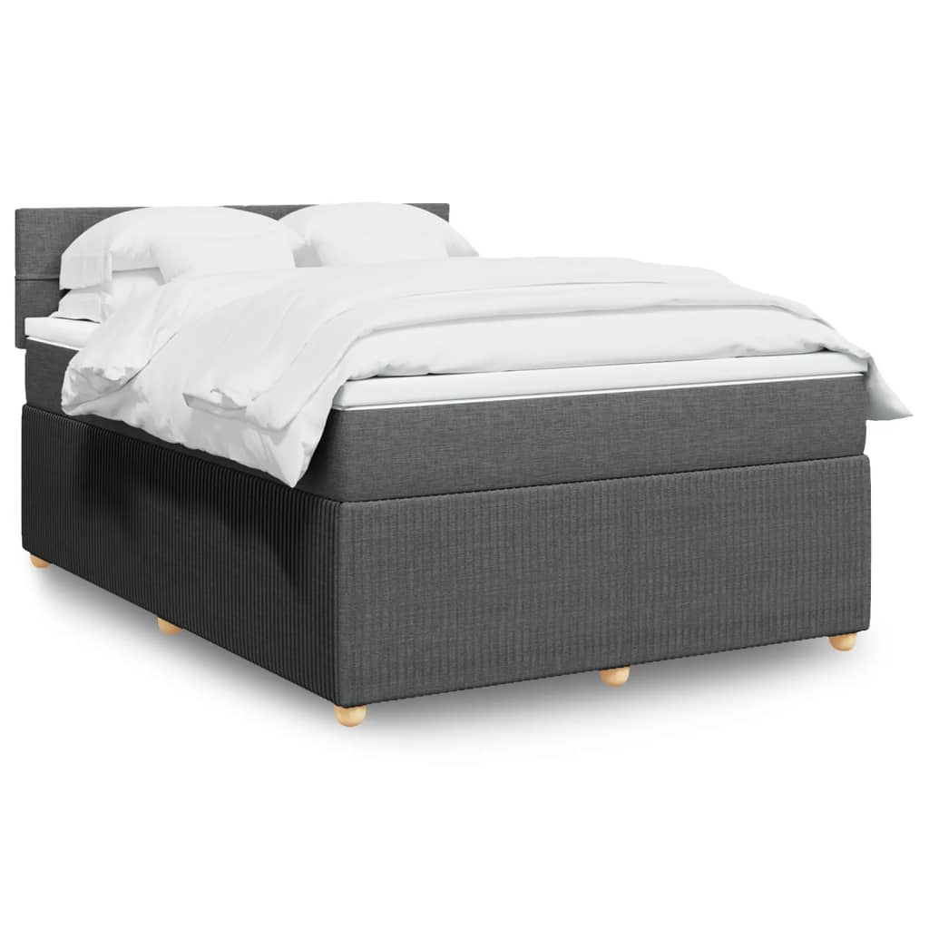 Box Spring Postel S Matrací Textil Tmavě Šedá