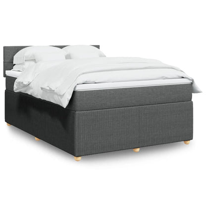 Box Spring Postel S Matrací Textil Tmavě Šedá