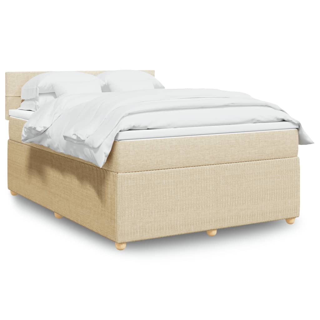 Box Spring Postel S Matrací Textil Krémová
