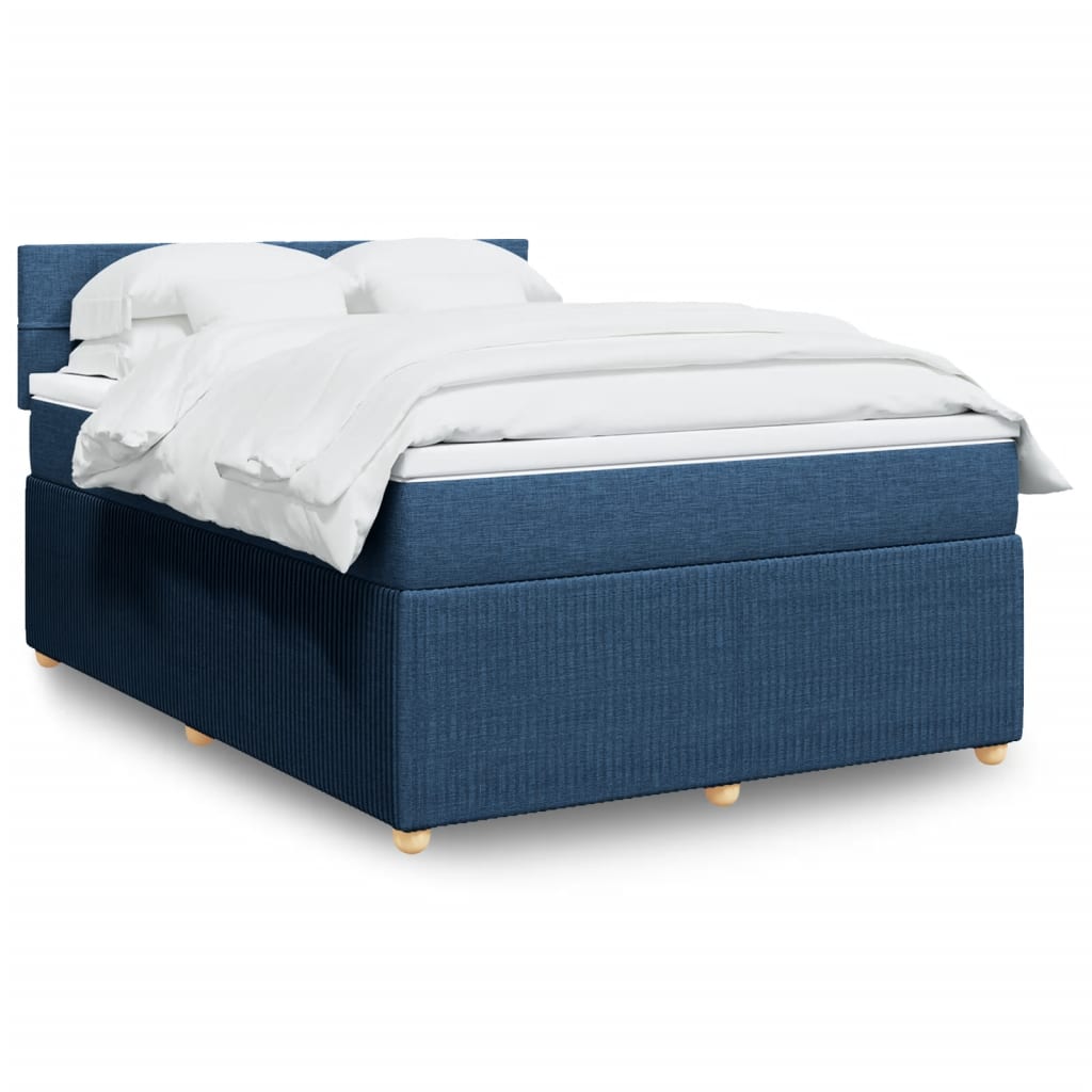 Box Spring Postel S Matrací Textil Modrá