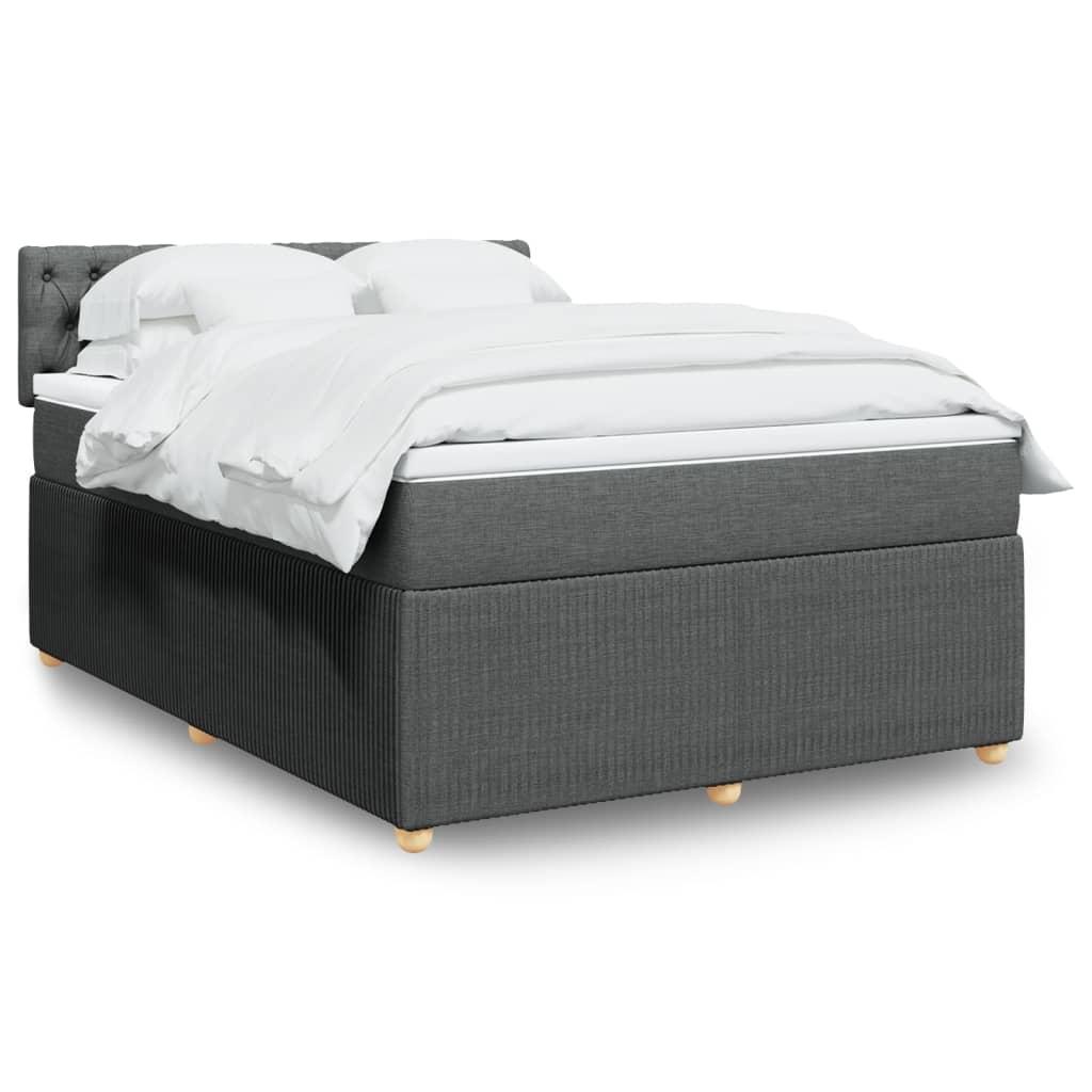 Box Spring Postel S Matrací Textil Tmavě Šedá