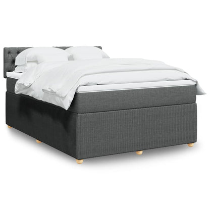 Box Spring Postel S Matrací Textil Tmavě Šedá