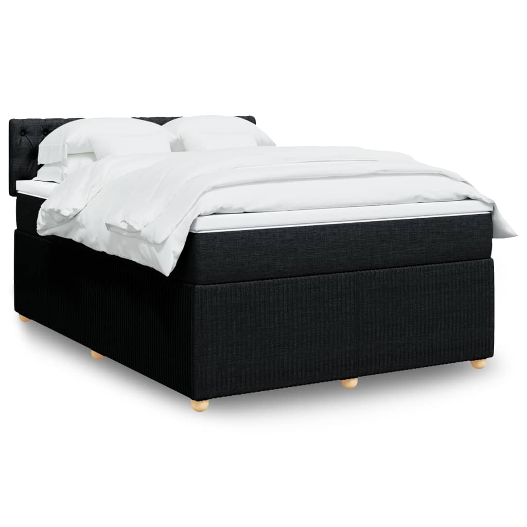 Box Spring Postel S Matrací Černá Textil Černá